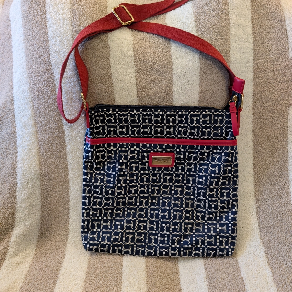 Tommy Hilfiger Red and Blue Crossbody Bag